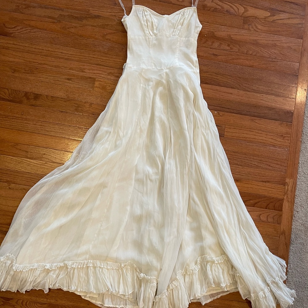 Vintage antique off white wedding bridal dress early mid 1900s? xxs xs 00 0 2